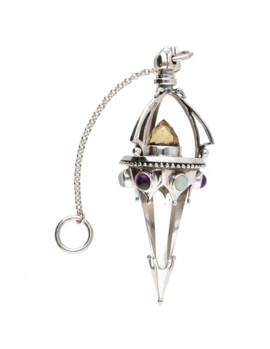 Pendule à facettes en citrine de...