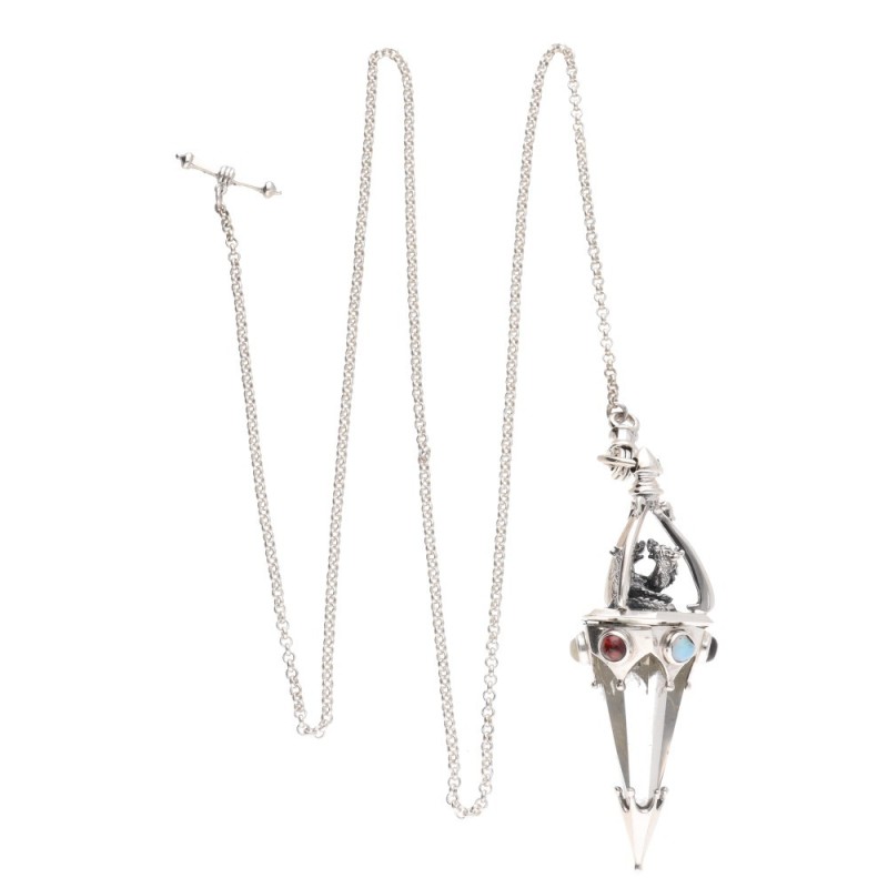 Pendolo 60cm Gotland Draghi Granato e Opale in Argento Sterling 925