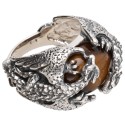 925 Sterling Silver Tiger Eye Dragons Ring