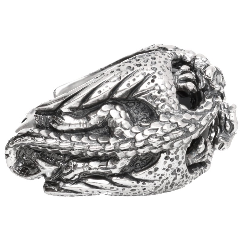 Anello di Draghi con Occhio di Tigre in Argento Sterling 925