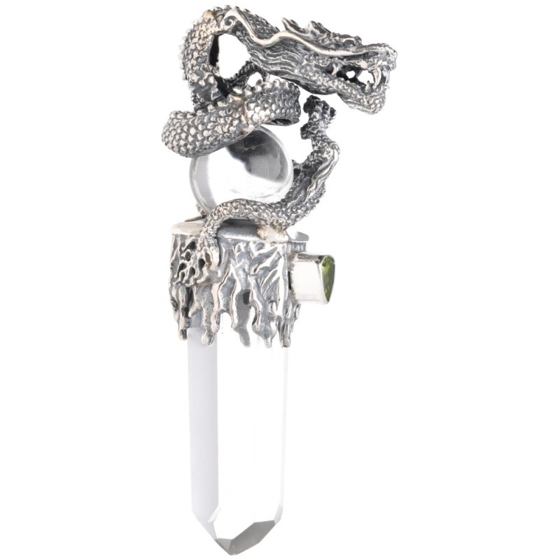 Pendente Gotland Sfera e Punta Drago con Peridoto in Argento Sterling 925