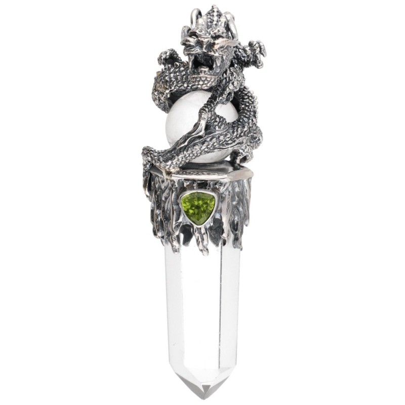 Pendente Gotland Sfera e Punta Drago con Peridoto in Argento Sterling 925
