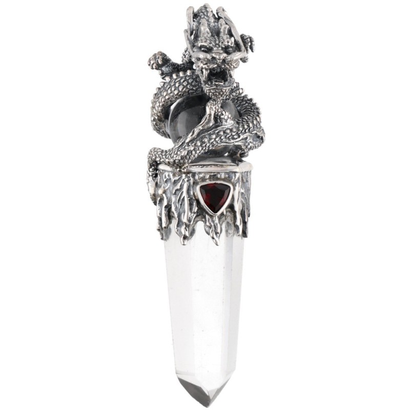 Ciondolo Gotland Sfera e Punta Drago con Granato in Argento Sterling 925