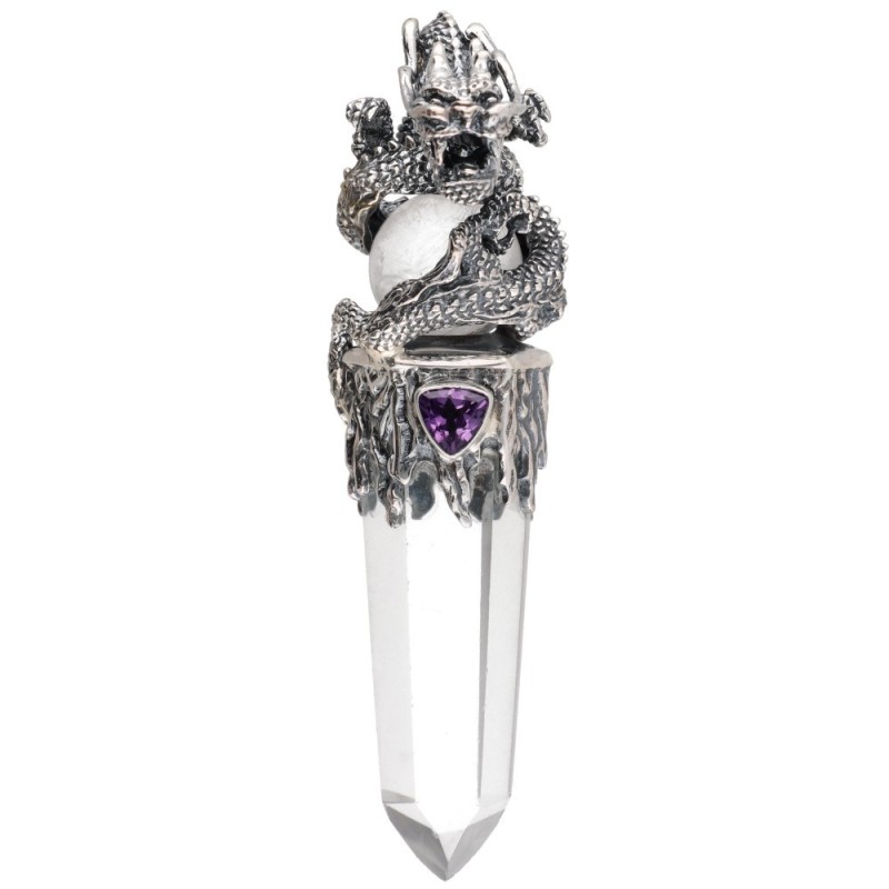 Pendente Gotland Sfera e Punta Drago con Amatista in Argento Sterling 925
