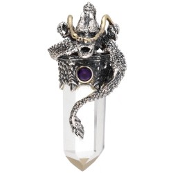 Ciondolo Gotland Drago con Amatista in Argento Sterling 925 Placcato Oro