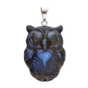 Labradorite Owl Pendant in Sterling Silver 925