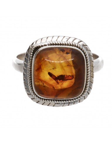 Anello bohémien quadrato in ambra su...