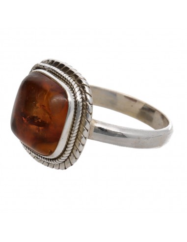 Bohemian Square Amber Ring in 925...