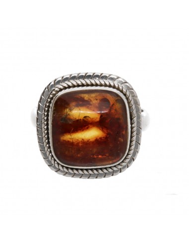 Anello bohémien quadrato in ambra su...