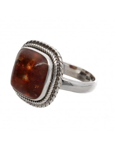 Bohemian Square Amber Ring in 925...
