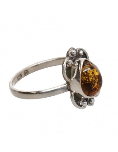 Anillo de Ámbar Gota Bohemio en Plata...