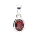 Faceted Oval Garnet Pendant in 925 Sterling Silver