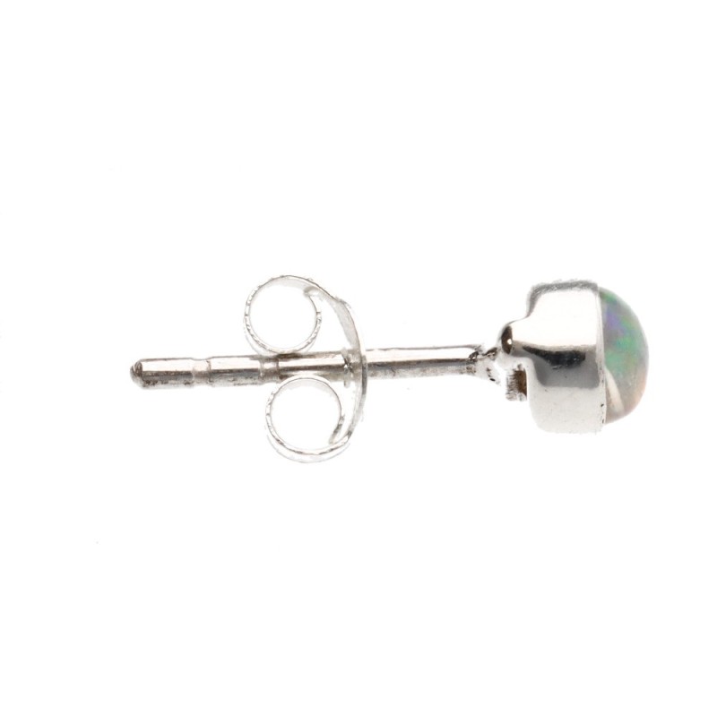Orecchini a Bottone Cerchio di Opale Mini in Argento Sterling 925