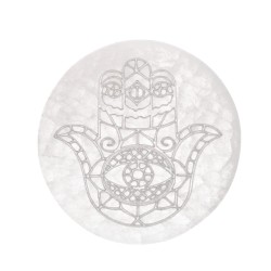 Piastra Circolare di Selenite Mano di Fatima Extra