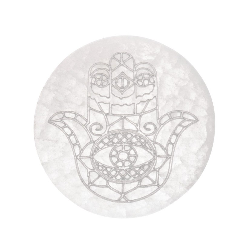 Piastra Circolare di Selenite Mano di Fatima Extra