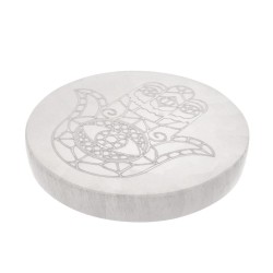 Piastra Circolare di Selenite Mano di Fatima Extra
