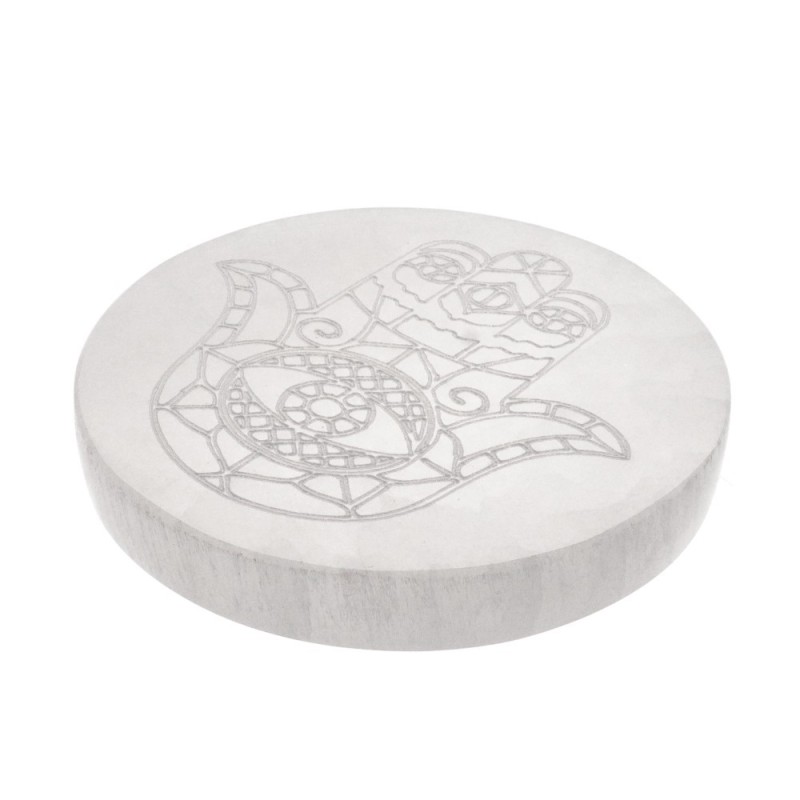 Piastra Circolare di Selenite Mano di Fatima Extra