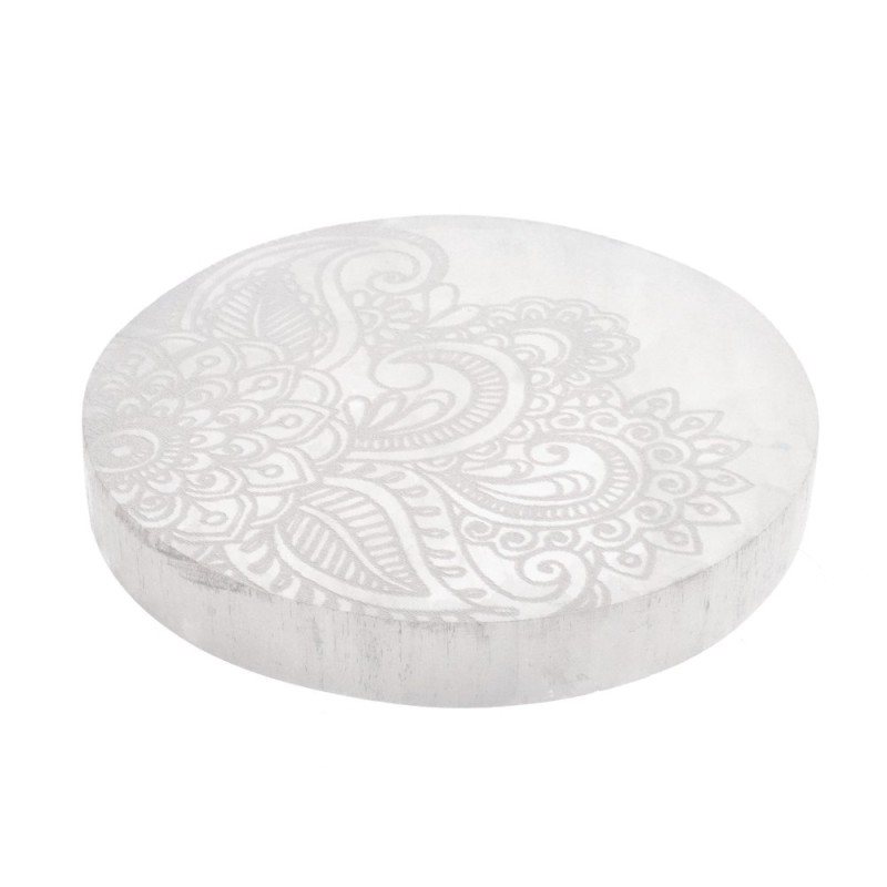 Piastra Circolare di Selenite Fiori Extra