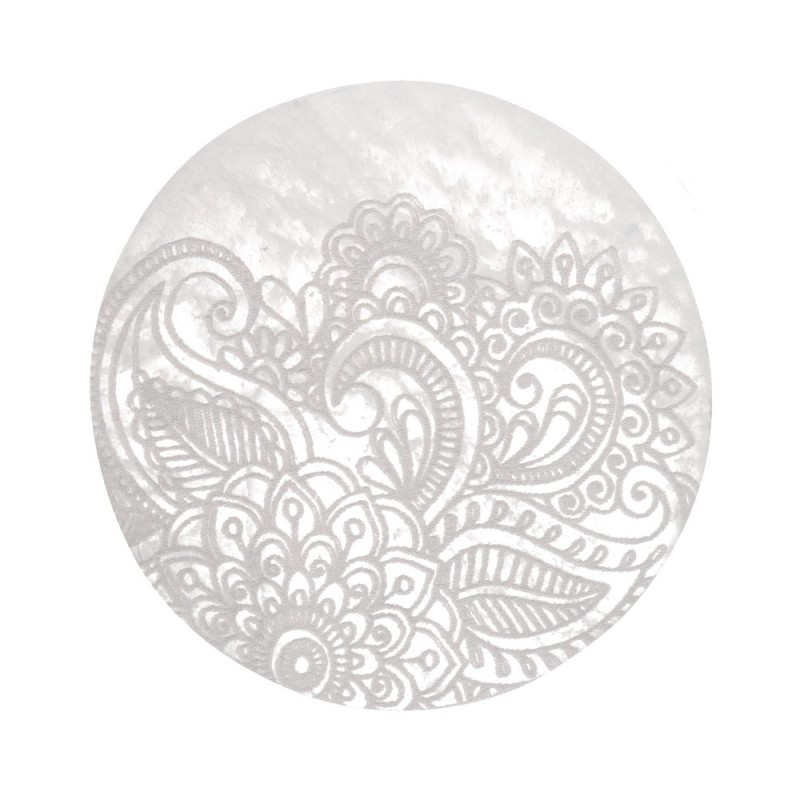 Piastra Circolare di Selenite Fiori Extra
