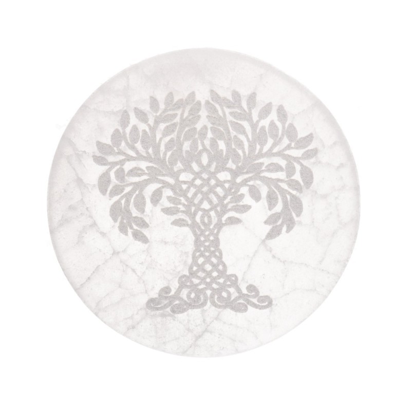 Piastra Circolare di Selenite Albero della Vita Extra