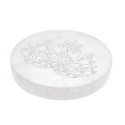 Placa circular de selenite com flor de lótus