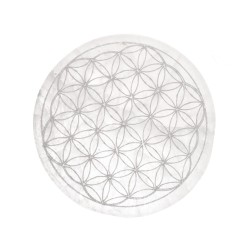 Piastra Circolare di Selenite Fiore della Vita Extra