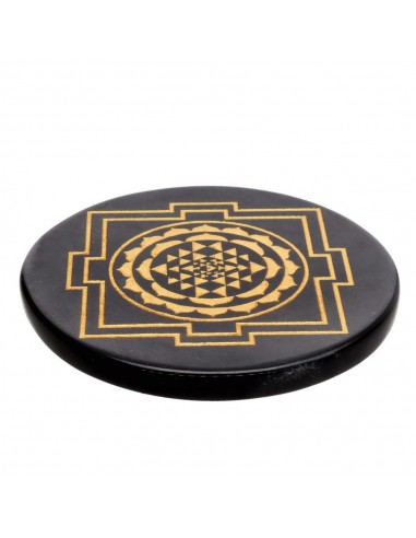 Targa circolare in diaspro nero con...