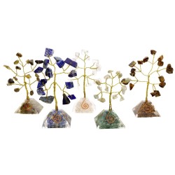 Albero di Acquamarina e Smeraldo con Base di Orgonite