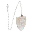 Rough White Aqua Aura Quartz Pendulum (BRU1)