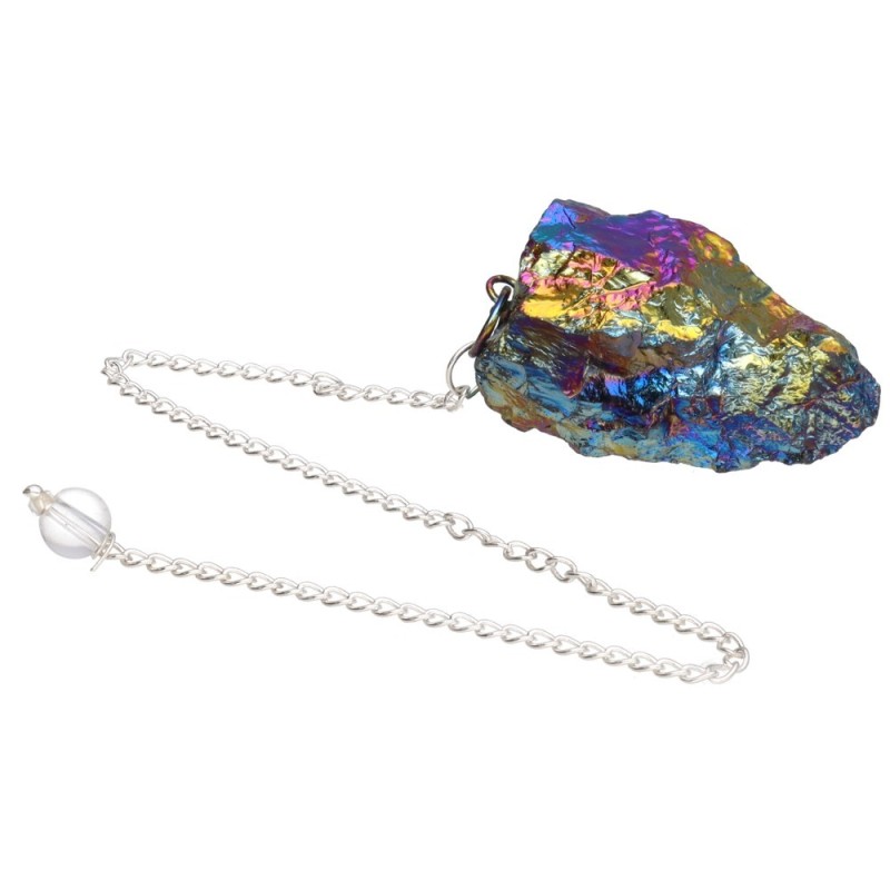 Pendolo di Quarzo Aqua Aura Titanio Grezzo (BRU3)