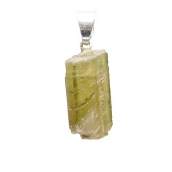 Pendente in Tormalina Bicolore Grezza con Bagno d'Argento