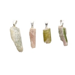 Pendente in Tormalina Bicolore Grezza con Bagno d'Argento