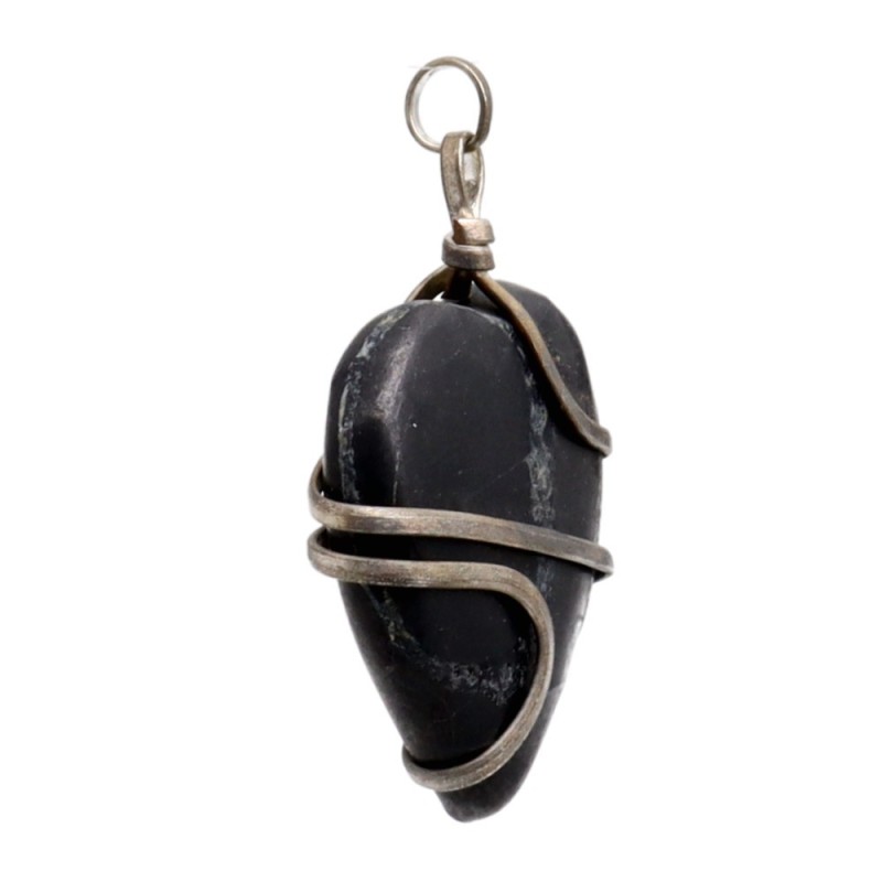 Ciondolo Cuore in Shungite con Bagno d'Argento