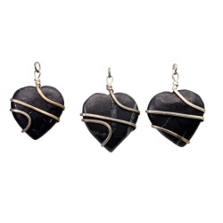 Silver Plated Shungite Heart Pendant