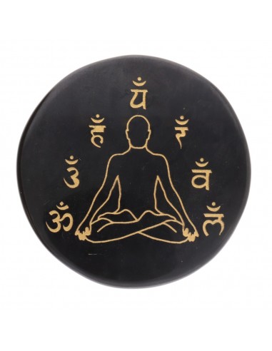 Placa Circular de Jaspe Negro con...