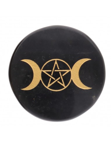 Placa Circular de Jaspe Negro con...