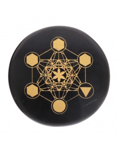 Targa circolare in diaspro nero con...