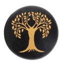 Placa Circular de Jaspe Negro con Simbología Dorada Aleatoria