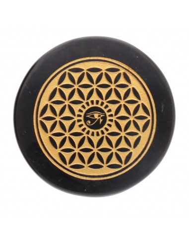 Placa Circular de Jaspe Negro con...