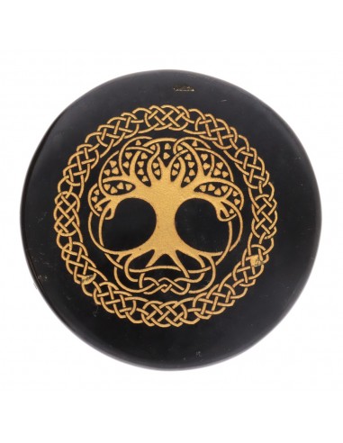 Placa Circular de Jaspe Negro con...