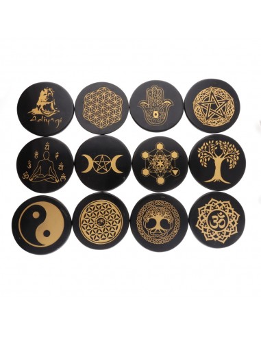 Targa circolare in diaspro nero con...