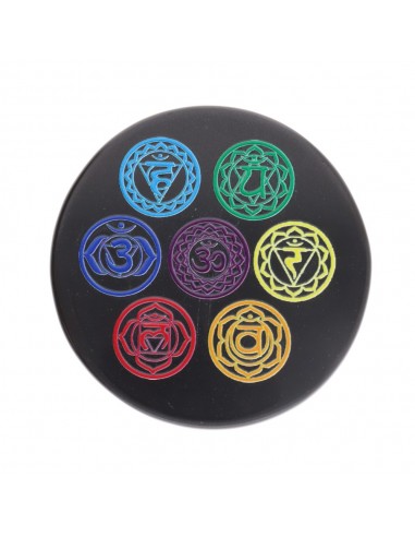 Targa circolare in diaspro nero con...