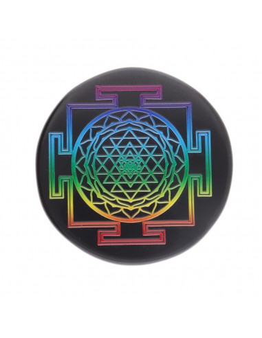 Targa circolare in diaspro nero con...