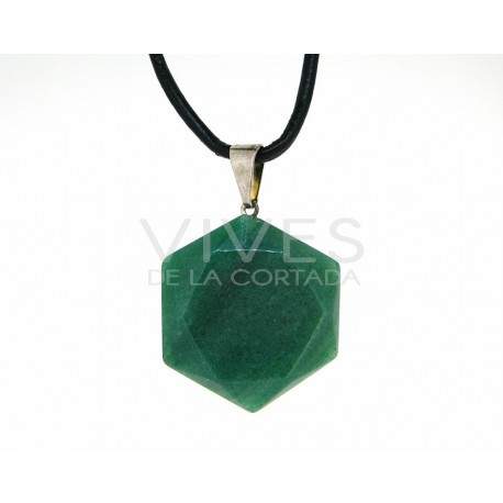 Colgante Forma geometrica hexagonal en Cuarzo verde