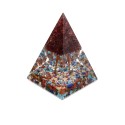 Orgonite Pyramid of Mixed Minerals in Resin with Garnet Tree
