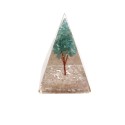 Pirâmide de resina de quartzo rosa orgonite com árvore de apatite