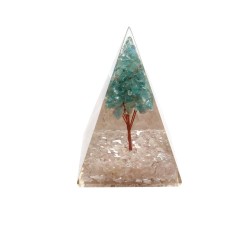 Piramide Orgonita in Quarzo Rosa in Resina con Albero di Apatite