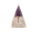 Pyramide de Quartz Orgonite en Résine avec Arbre d'Améthyste