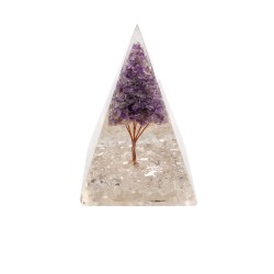 Piramide Orgonita di Quarzo in Resina con Albero di Ametista