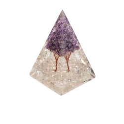Piramide Orgonita di Quarzo in Resina con Albero di Ametista